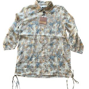 Alex & Parker Floral Button Front Tunic Top Size S NWT Soft Texture